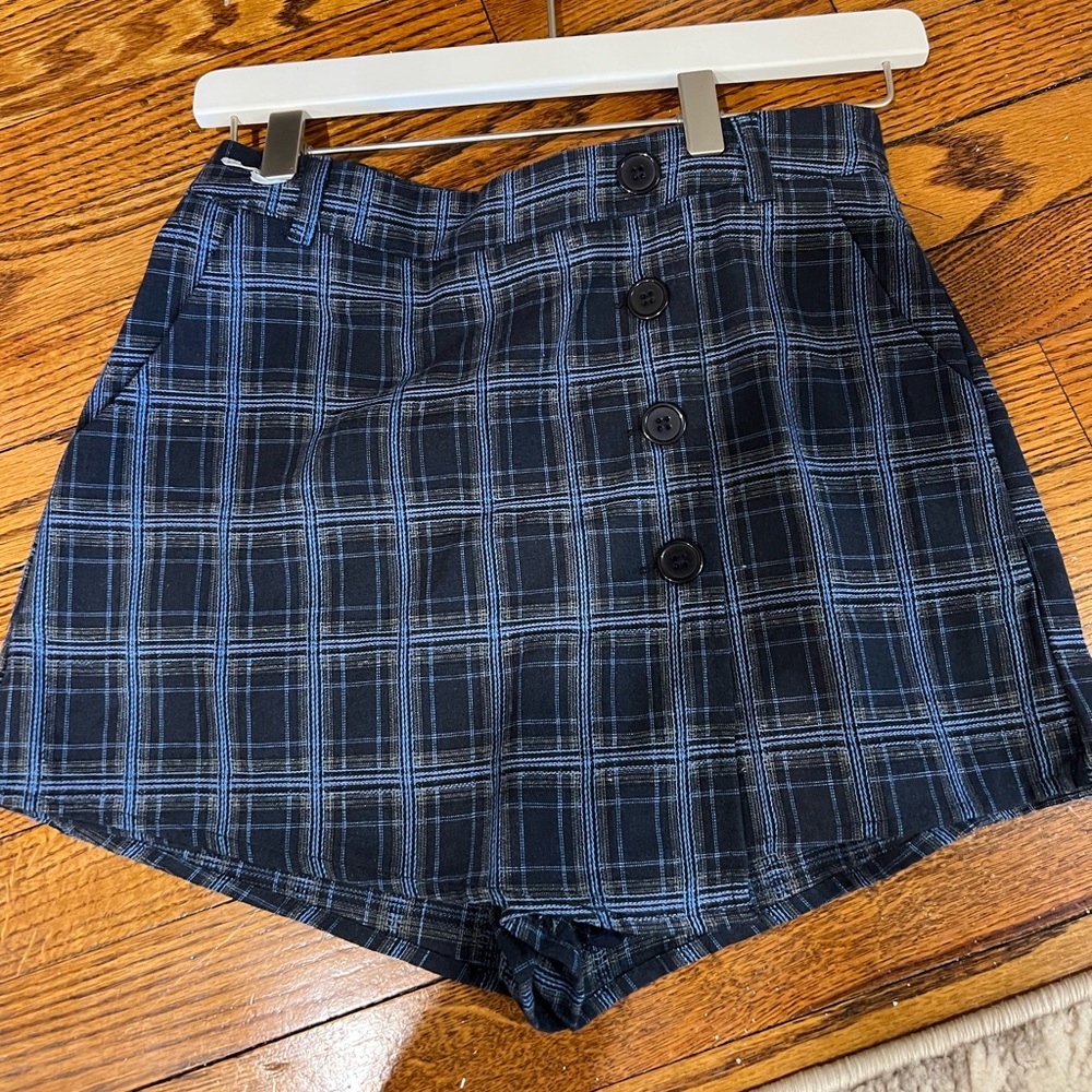 Blue plaid skort